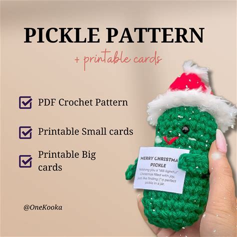 Crochet Pattern + Printable Affirmation Cards, Emotional Support Pickle, Crochet  Pickle Pattern, Positive Pickle, Christmas Crochet Pattern